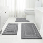 3-piece Bathroom Rug Set Non Slip Soft Microfiber Toilet Bath Mat Grey U-shaped 