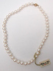 Vintage 9mm Real Pearl And 14k Yellow Gold Clasp Necklace New In Box With Tag