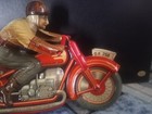 Vintage Technofix 258 Tin Litho Wind Up Toy Motorcycle  4 Made Us Zone Germany