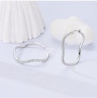 925 Sterling Silver Twist Hoop Earrings Cz Pav   Latch Back 1 28in Nickel-free