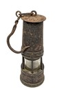 Antique Metal Coal Miners Lamp Lantern On A Wrought Iron Hook