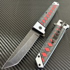 9    Black Mini Katana Spring Assisted Open Blade Folding Pocket Knife Hunting