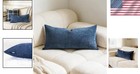 Chenille Pillow Cover 12x24 Navy Blue Lumbar Decorative Throw Sofa Couch Cushion