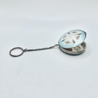 Guilloche Enamel Compact Floral Finger Ring Double Mirror Vanity Vintage