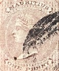 1860-1863   victoria   1p  brown Lilac  Scott  24 Mauritius Stamp No Watermark 