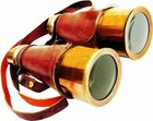 Antique Leather Telescope   Vintage Nautical Brass Binoculars With Neck Strap