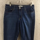 Levis 711 Skinny Jeans Womens 30 Blue Dark Wash Denim Cotton Blend Mid Rise Zip