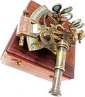 Collectible Antique Nautical Brass Astrolabe German Marine Sextant W wooden Box