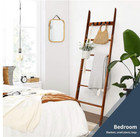 Wooden Blanket Ladder With Removable Hooks  6-tier 5 66 Ft  68 Inch  Rustic Blan