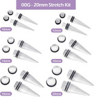Big Ear Gauges Kit 24 Pieces Acrylic Tapers And Plugs Double O-rings Stretching