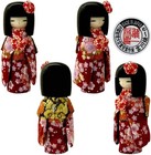 Japanese Kokeshi Doll Kyobijin Red Kimono Creative Wooden Handmade Made In Japan