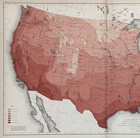 1880  United States Map Original  January - Temperature  16x10  Dated - Gannett