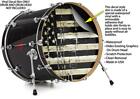 Decal Skin Fits 22  Bass Kick Drum Painted Faded And Cracked Black And White Usa