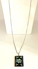 Sterling Silver Vintage Mexico Abalone Shell Inlay Pendant   18  Necklace