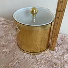 Vtg Gold Acrylic Ice Bucket 7  X 7  Round Retro Barware Mid-century Modern