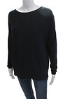 Vince Womens Basic Long Sleeve Cotton Round Neck Top Black Size Xs