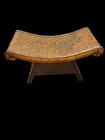 Egyptian Style Chinoiserie Revival Style Scroll Bamboo   Burnt Rattan Bench