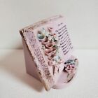 Vintage Porcelain The Lords Prayer Open Book Planter Vase Flowers Gold Speckles