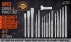17pc Punch And Chisel Set Taper pin center Punch Cold Chisels With Cloth Bag H-h
