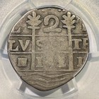  142  Venezuela 2 Reales Imitation Cob Pcgs F-15 Original Surfaces Very Scarce