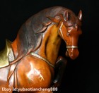 China Fengshui Bronze Gilt 24k Gold 12 Zodiac Year Horse War Horse Animal Statue