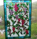 15 X 10  Vintage Style Stained Glass Hummingbird Window Hanging Suncatcher Panel