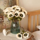 7pcs White Sunflowers Artificial Flowers  Fake Silk Sunflower With Stem Vinta   