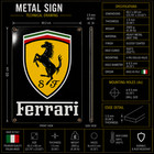 Ferrari Rusty Shield Heavy Metal Sign - Garage Decor     40x60 Cm  15 7       23 6    