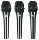 Rockville Tc Pro Triple Black 3-pack Metal Wired Vocal instrument dj Microphones
