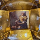 Vintage Glass Ashtray Dutch Milkmaid Kitchen Maid Vermeer Multi-faceted Cigar