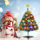 24 Inch Tabletop Artificial Christmas Tree With Led Lights Ornaments Xmas Decor