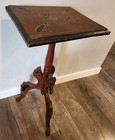 Aesthetic Movement Antique Carved Walnut Eastlake Inlaid Parlor Pedestal Table