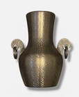 Vintage Eik Tinn Norway 112 Pewter Vase Hammered Ring Handles Scandinavian Mcm