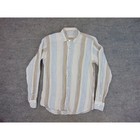 Mastro Moda Shirt Mens Small Mens Bkue Briwnb Striped Linen Made In Italy