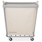 Open Box - Commercial Large Rolling Canvas Bin Laundry Hamper On Wheels  White