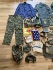 Us Military Gear Uniform Lot Wwii Korea Vietnam Camo Canvas Jackets Flags