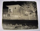 Man Loading Horse Wagons Usa Antique Glass Plate Negative Photograph 4x5 
