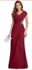 Chiffon Mother Of Bride Mermaid Plated Long Formal Dress Size 6 Wine Red