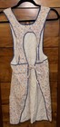 Vintage Apron Floral White With Navy Blue Trim Small Medium Cottage Core