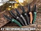 Flissa 3 2  Folding Pocket Knife Carbon Fiber Handle W pocket Clip   Button Lock