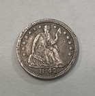 1847 Silver Seated Liberty Half Dime Xf Condition  Details damage  Enn Coins