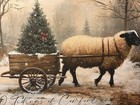 Primitive Christmas Sheep Canvas Sign  2