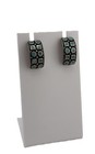 Vintage Sterling Silver Turquoise Inlay Hoop Earrings     Southwestern Design    