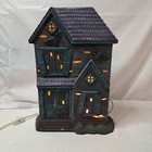 Ceramic Halloween 12 Inch Haunted House Lightable Painted Light Up W Light