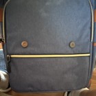 Ronyes Blue Backpack Brown Straps Buckle   Zip  Padded Straps  Pockets