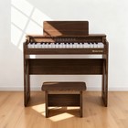 Brown 37key Kids Digital Piano Keyboard Toddler Wood Toys W stool stickers cover