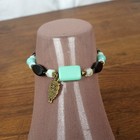 Handmade Brass  Black And Aqua Anklet  10 