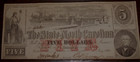 1863  5 The State Of North Carolina - Redeemable At The Treasury - Raleigh  N  C