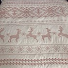White Red Embroidered Christmas Quilt Blanket Queen Sz Snowflake Reindeer 88x92