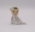 Vintage Polka Dot Christmas Elf Pixie Japan Ceramic In Pajamas Super Cute Rare